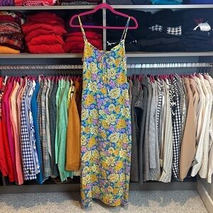 Bailey Rose blue/yellow/pink floral adjustable straps maxi dress size S NWOT